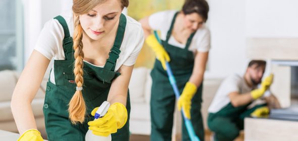 Home cleaners helping the homeowner do their cleaning chores.