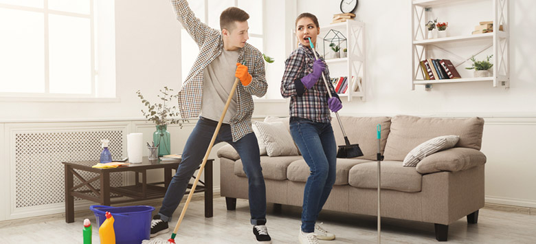 Young couple decluttering their home during spring cleaning!