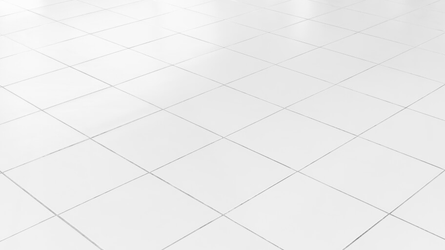 White clean tiled kitchen floor