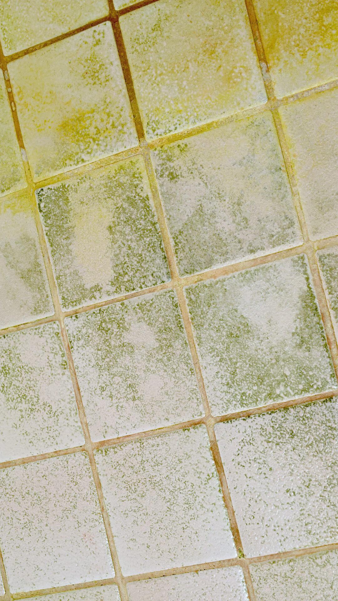 green tiles with brown sealing