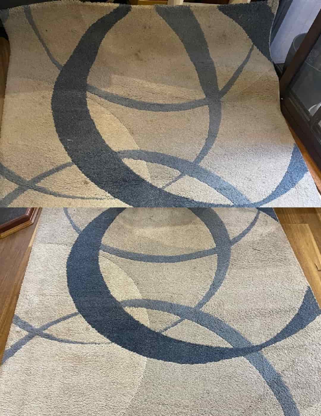 Before and after rug cleaning